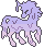 small pixel unicorn that seems to be made of wax and is melting.