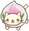 small pixel cat with the body of a peach.