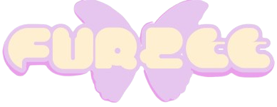 large text that says furbee in front of butterfly wings.
