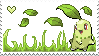 stamp with a picture of the pokemon chikorita midjump.