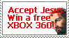 stamp with jesus that says accept jesus win a free xbox 360.