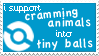 stamp with picture of pokeball that says I support cramming animals into tiny balls.